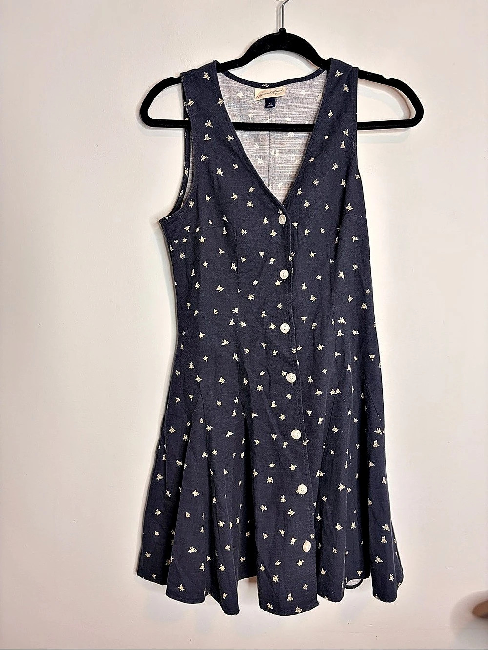 Universal Thread Sleeveless Button-Front Mini Dress Blue & Yellow XS